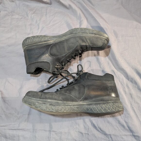 Prada Black Leather and Canvas Sneakers Men Size 9 - Picture 9 of 10